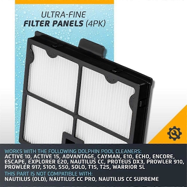 Ultra-fint filter 9991466-R4 erstatning til Dolphin robotpoolrensere Active 10, Active 15, Advant