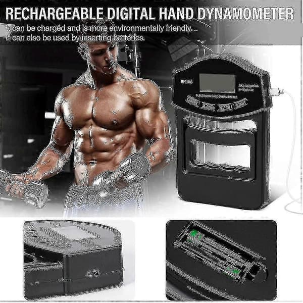 Greppstyrketestare, 180 kg Digital Handdynamometer Greppstyrkemätare USB LCD-skärm Handgrepp Dynamometer