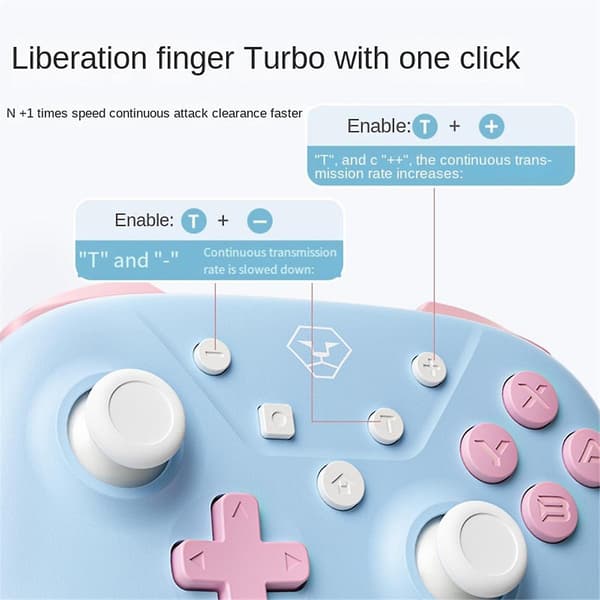 Bluetooth-spelkontroll för Switch, 3 lägen, rörelsesensor, vibration, godisfärgad, vit
