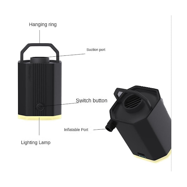 Uppblåsbar Pump med Inbyggd Strömförsörjning USB Snabb Luftkudde Badring Uppblåsbar Soffa Trådlös El