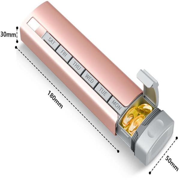 Medicine Box - 7-Day Medicine Box - Mini Pill Box - Mini Pill Box with 7 Compartments - Silicone Locking Ring - Each Compartment is Independent