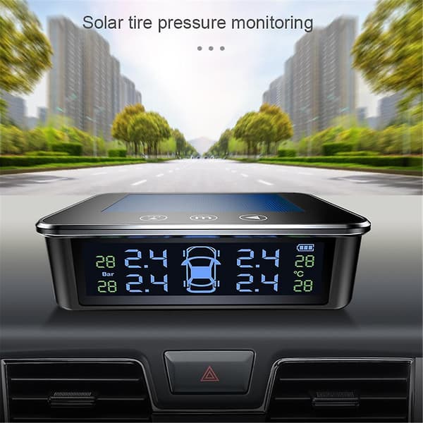 Solcellsdriven Smart Car Digital Däcktrycksövervakningssystem Tpms Däck Säkerhetsvarning Hög Temperaturvarning Externa Sensorer Md55