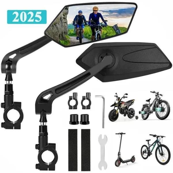 Elcykelspeglar, vikbara, kompatibla med styre, HD 20-24 mm, cykelsäkerhetsskydd