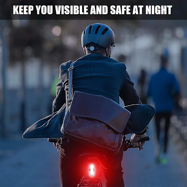 Cykelbaglygte, Lysstærk Cykelbaglygte USB Genopladelig LED Cykellygte Vandtæt 5 Tilstande til Ni