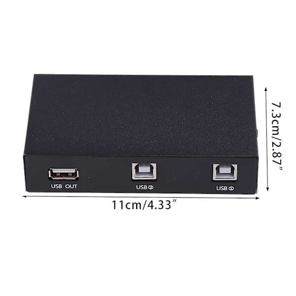 2 i 1 ut USB-utskriftssharer, 2 USB 2.0-portar Splitter-skrivaradapter Delningsenhet Växellåda för PC-skrivare Dator Skannrar