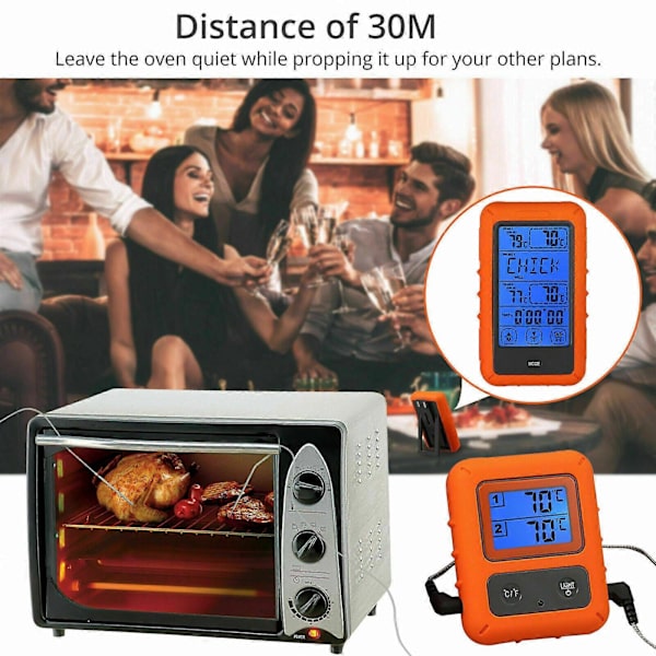 Digital Trådlös Kötttermometer med 2 Sändare för Ugn, Grill och BBQ