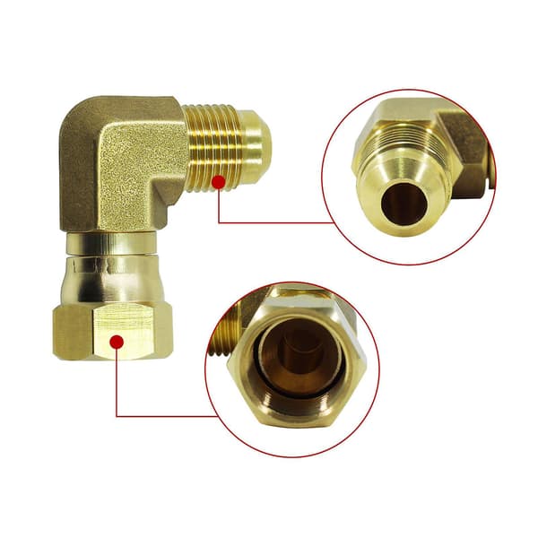 90 Messing Propan Albueforbindelse Adapter M/ 3/8\" Hun og Han Flare Fitting