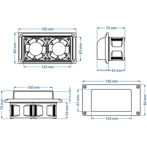 12V Sideudstødningsventilator til Campingvogn/Autocamper - Stille & Høj Ydeevne - Nem Installation