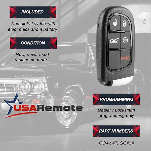 Smart Key passar 2014-2019 Jeep Cherokee Nyckellös Fjärrstart Fob (GQ4-54T)