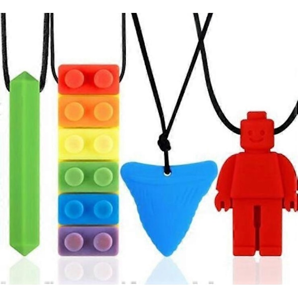 TCGG - Tuggumskedja för barn med ADHD, tuggkedja för tandsprickning, 4-pack, tuggringar för bebisar, tuggkedja för barn och vuxna