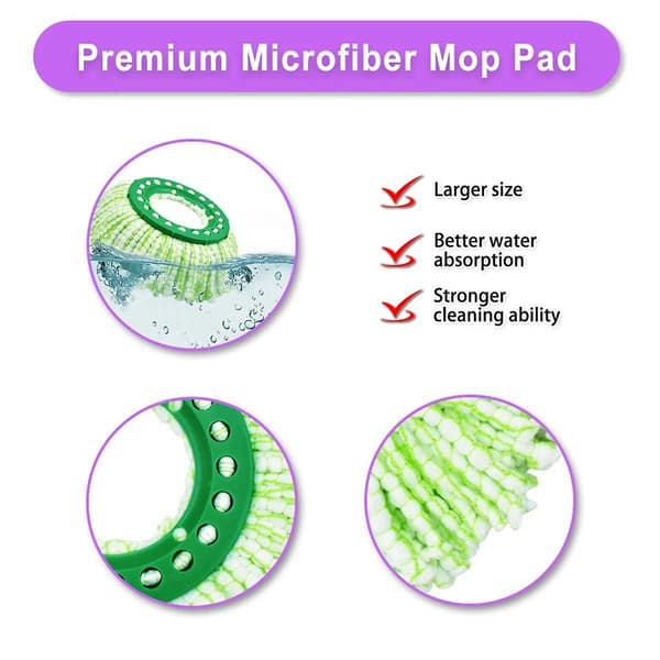 Erstatningsmopp for Spin Mopper, Mikrofiber, Maskinvaskbar