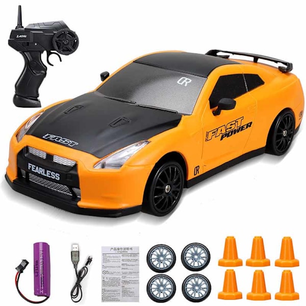 Leluauto RC drift kaukosäädinauto nelivetoinen kilpa-auto lataava nopea lasten leluauto - SC24A02 keltainen