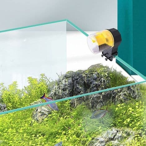 Fiskefoderdispenser - Automatisk fiskefoderautomat til akvarium med automatisk fodringstimer og fugtbestandig foderautomat (gul)