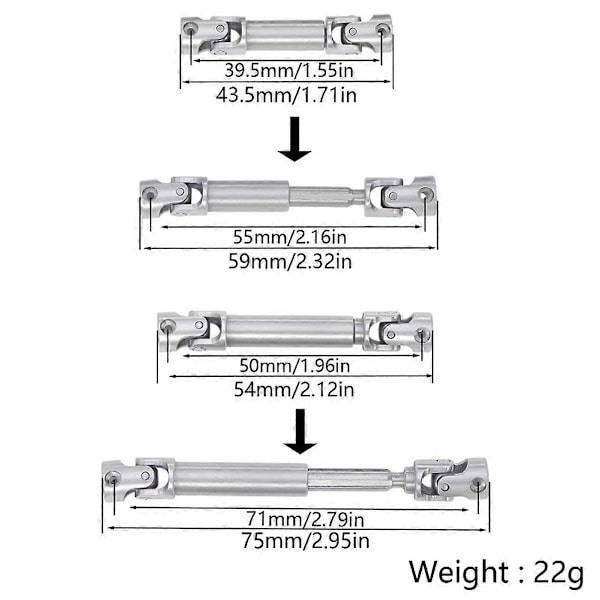 Universal leddaksel i rustfritt stål Chassis senter drivaksel for 1/18 RC Crawler Redcat As