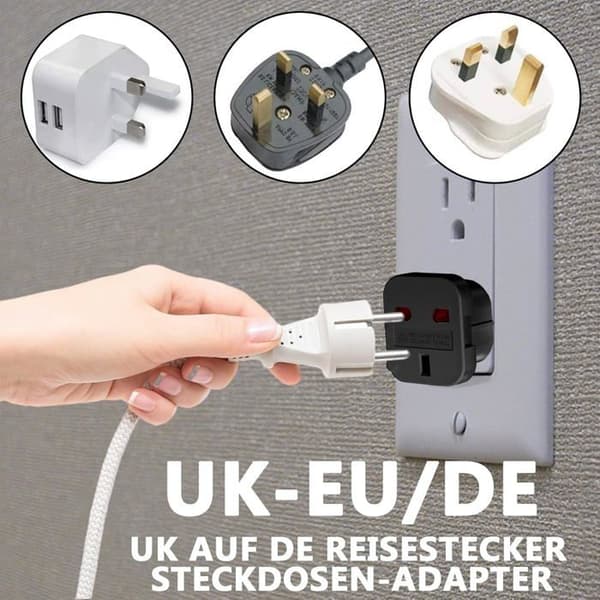 Reseadapter - Storbritannien Typ G till EU Typ C - 2-pack - Svart - Kompakt, CE-certifierad
