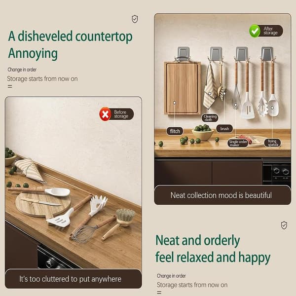 Large Stainless Steel Self-Adhesive Hook, Robust, Waterproof and Rust-Resistant Wall Hook, Towel and Clothes Hook for Kitchen Use