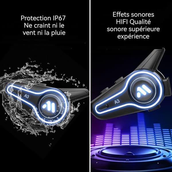 Bluetooth moottoripyöräkypäräkuulokkeet - A3 - 2 kpl - Bluetooth 6.0 - Melunvaimennus