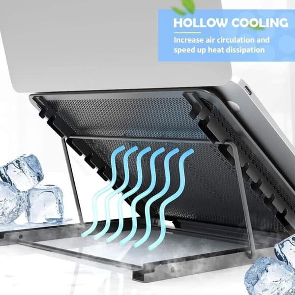 Vikbart laptopstativ i aluminium, laptopstativ, ventilerat laptopstativ med gummikudde för surfplatta, telefon