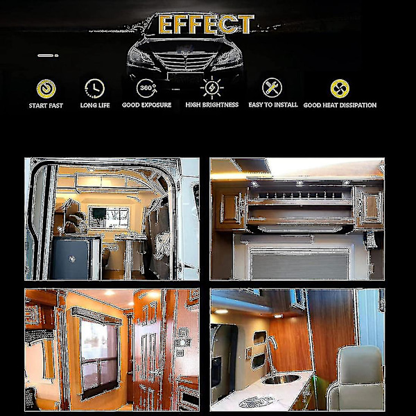 12 st G4 Puck-lampor LED-lampor Sidpinnsbas Rund G4 5050 12smd LED Rv Camper-lampa Hemläsningslampa
