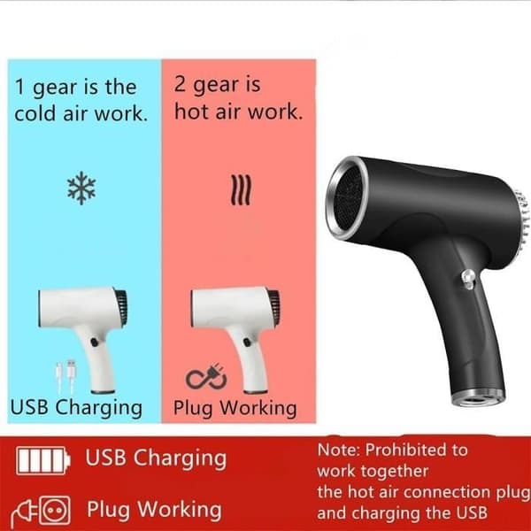 Hårtørrer - Trådløs model - 500W - USB genopladelig