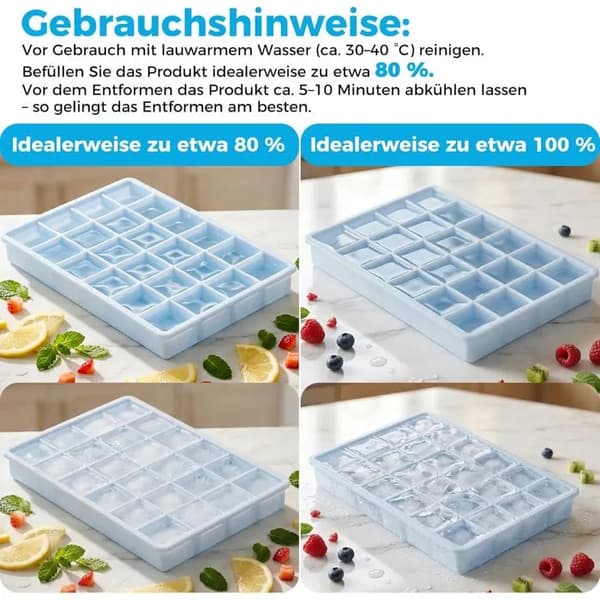 Silicone Ice Cube Trays with Lids, 3-Piece Set, Makes 72 Square Ice Cubes, Perfect for Making Whiskey Ice Cubes.