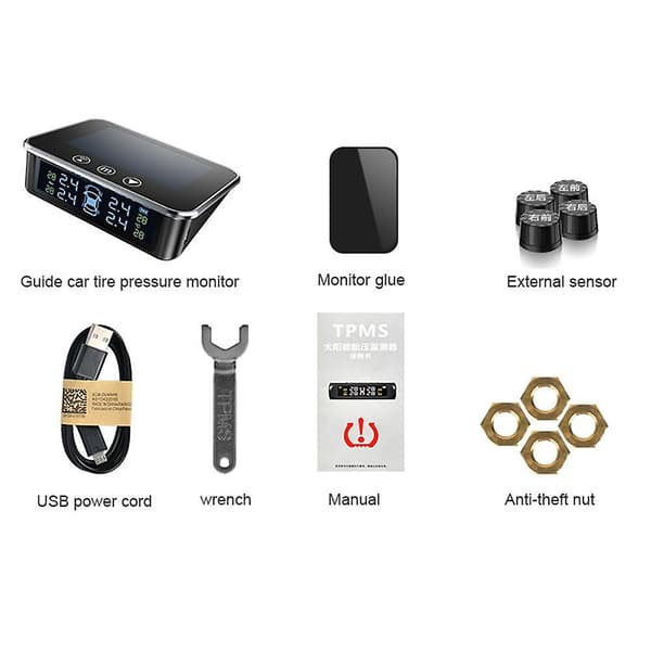 Solcellsdriven Smart Car Digital Däcktrycksövervakningssystem Tpms Däck Säkerhetsvarning Hög Temperaturvarning Externa Sensorer Md55