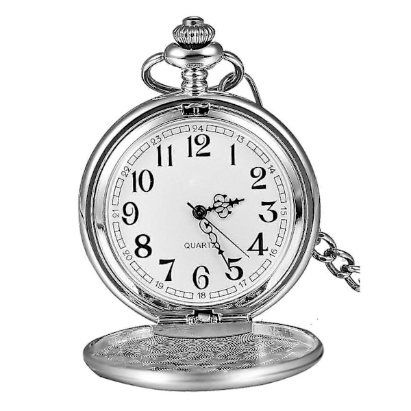 Klassisk Slät Vintage Herr Fickur Julklapp (Silver)