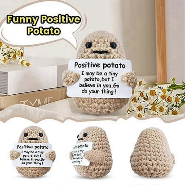 Mini Positiv Potatis, Söt Ull Rolig Stickad Positiv Potatis, Positiva Gåvor Rolig Present Positiv Potatis A