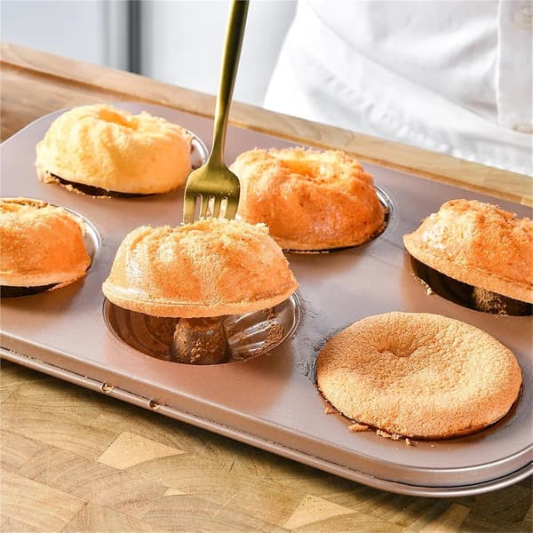 6-hullers doughnutbageform, kageform i kulstofstål, non-stick muffins DIY tegneserieform, doughnutbageform, 2-pak