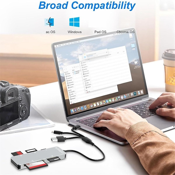 5-i-1 Multi-minneskortläsare SD/TF/MS//XD Kortläsare USB C OTG-adapter Adapter för