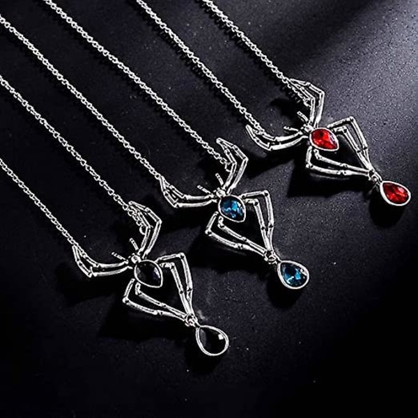 Vintage Gotisk Spindel Halsband Halloween Kristall Spindel Hänge Halsband Punk Stil Reptil Djur Smycken