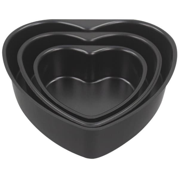 Anode kakeform, non-stick kakeform med løs bunn, hjerteformet aluminiumsform - 6 tommer (svart)