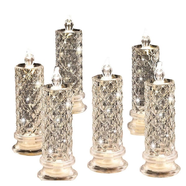 Rose Shadow LED Flammeløse Lys, 6 stk. Romantiske Batteridrevne Lys LED Pillar Lys til Valentinsdag