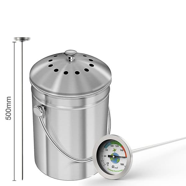 20 Tommer Stængels Baghave Kompost Termometer - 2 Tommer Diameter Vandafvisende Anti-Dug Jordtest Termometer