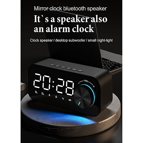 Bluetooth-kaiutin, yksinkertainen kannettava digitaalinen Bluetooth-kaiutin herätyskellolla, sopii Be