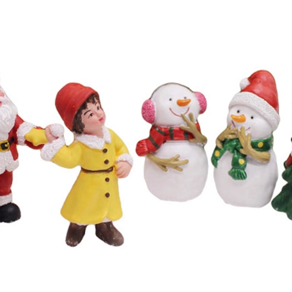 7 Stk. Kreativ Jule Statue Resin Landskabs Ornamenter til Stue