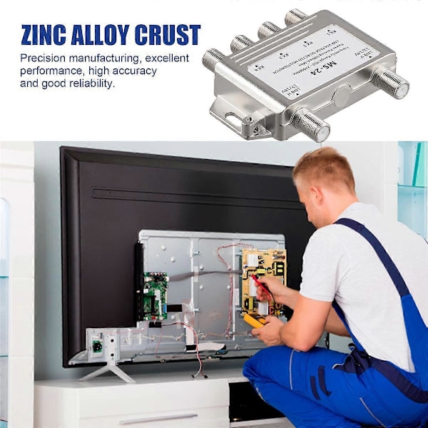 2 ind 4 ud DiSEqC 4X2 Switch Satellitsignal Multiswitch LNB Spænding 950-24000MHz til TV-modtager