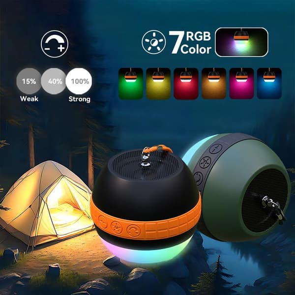 Campinglampe, bærbar utendørslampe, Bluetooth-høyttaler, campinglampe, teltlampe, multifunksjonell campinglampe