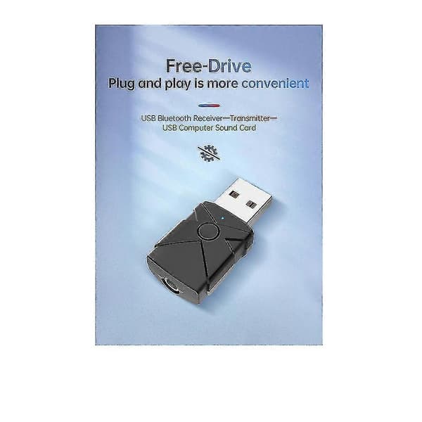 USB Bluetooth 5.2 Lydadapter Trådløs Mottaker Sender Lydkort 3.5mm Aux Musikk Dongle for