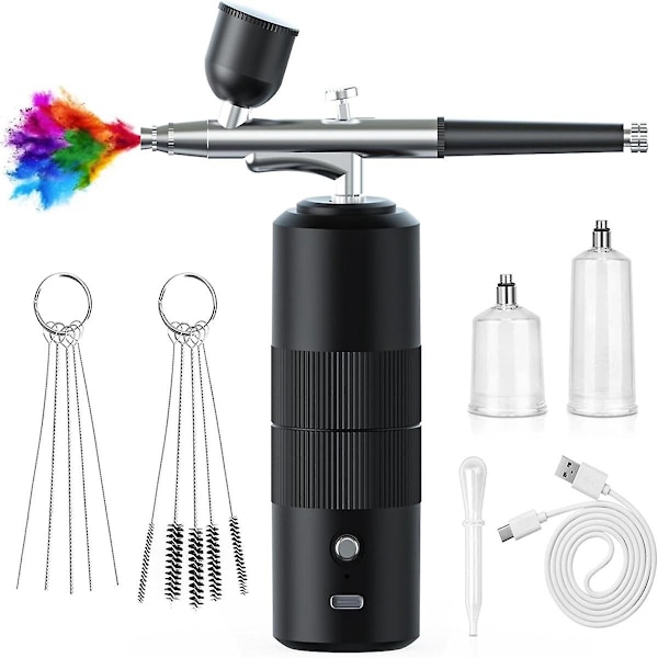 Airbrush-set med kompressor, högtryck, 0,3 mm munstycke för naglar, makeup