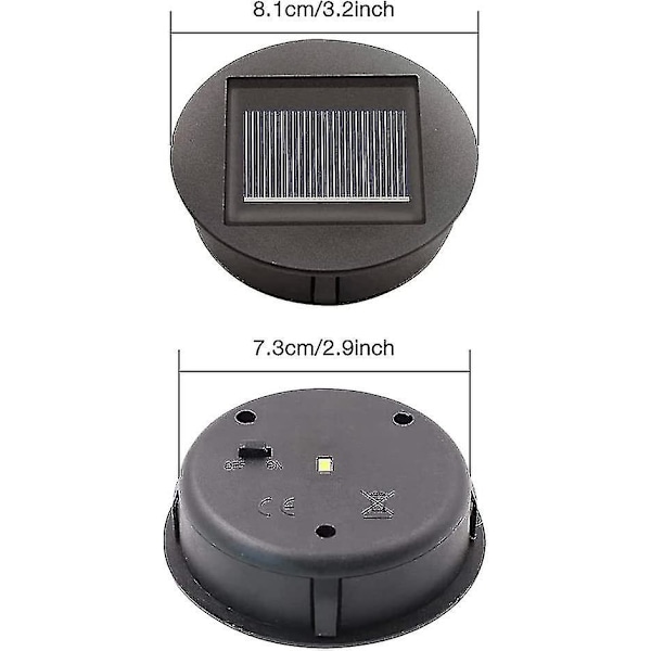 4 stk. Solcellelamper med LED-pærer, Solcelle Topplys Erstatning, LED Solcellepanel Lyktedeksel For Utendørs Hengende Hage Lykt