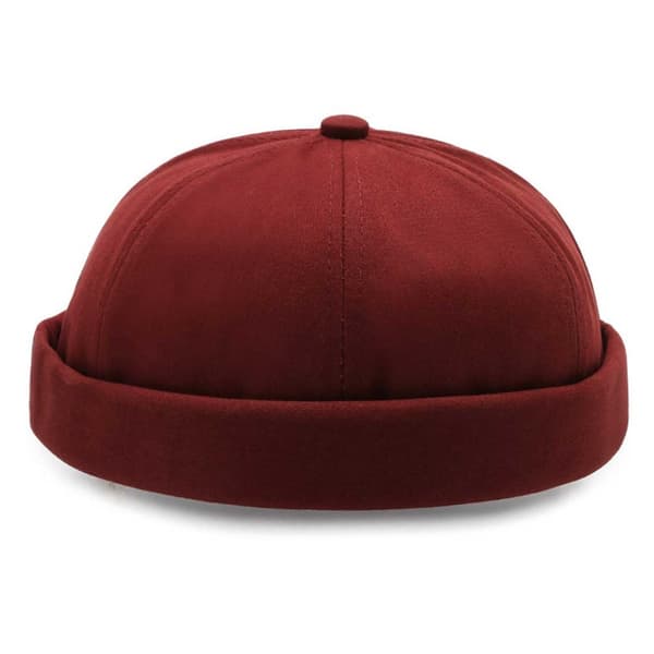 Vinrød Docker Hat Caps Rullet Skjerm Lue Beanie Dockerlue
