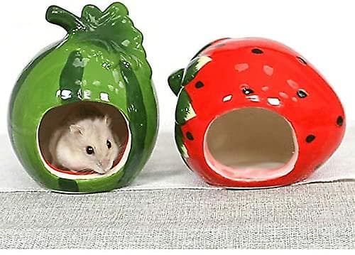 Hamstergjemmested Keramisk Søtt Jordbærformet Hamsterhus Chinchilla Minihytte Lite Dyregjemmested Hulebur