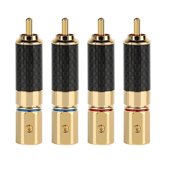 Hifi RCA-kontakt 10mm Kolfiber Förgylld Lotus-kontakt Högtalarterminal Ljudström Subwoofer