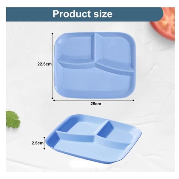 Divided Plates Set - 4 Pieces - PP Plastic - Reusable - Dishwasher Safe - Adult Size