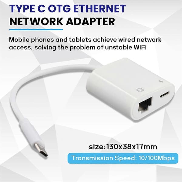 Type C OTG Ethernet Adapter USB C til RJ45 Ethernet LAN Kablet Netværkskonverter 100Mbs til Type C Mob