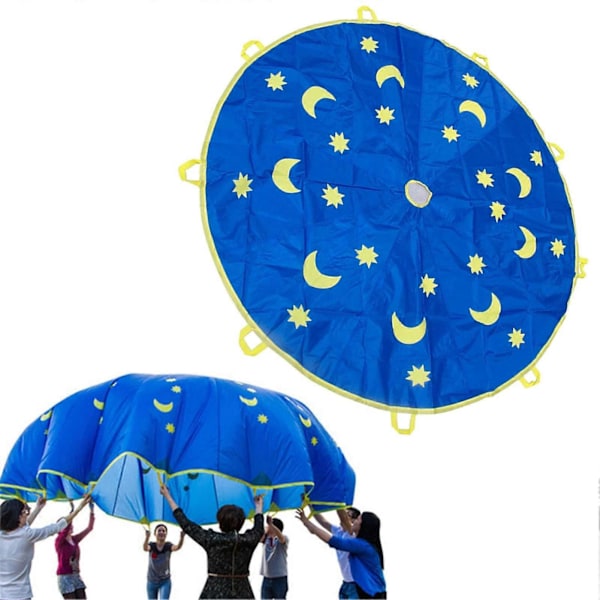 Lekparachute för Barn, 1.8M 9 Handtag Barnparachute, Parachute Leksak Tält Spel för Barn Gymnastik Samarbete Lek och Utomhusaktiviteter