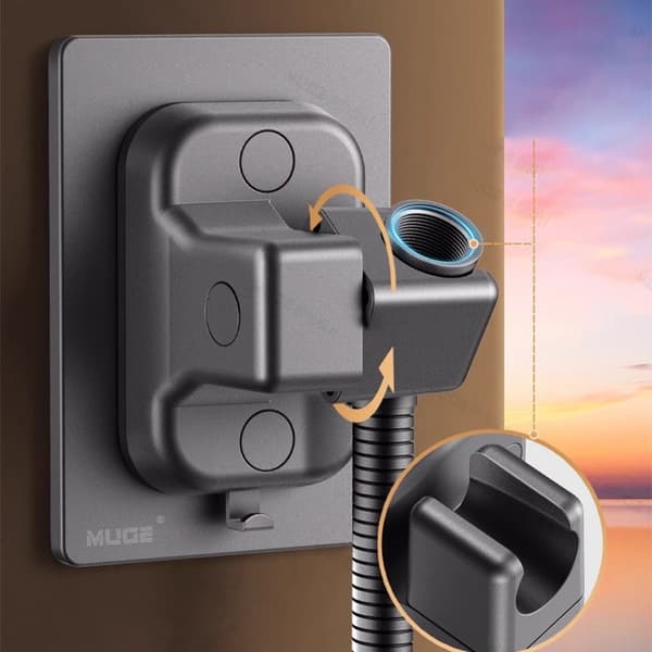 Drill-Free Shower Head Holder - 360° Rotatable Adjustable Handheld Shower Bracket for Standard Shower Heads