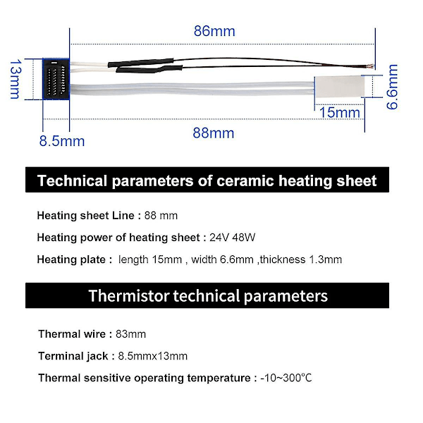 Termisk motstand i keramikk for P1P P1S 24V 48W varmeelement for 3D-utskrift Hotend