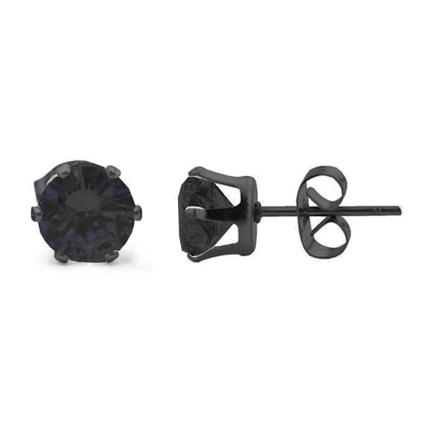 2-pack Black Piercing Earring Black Crystal 7mm